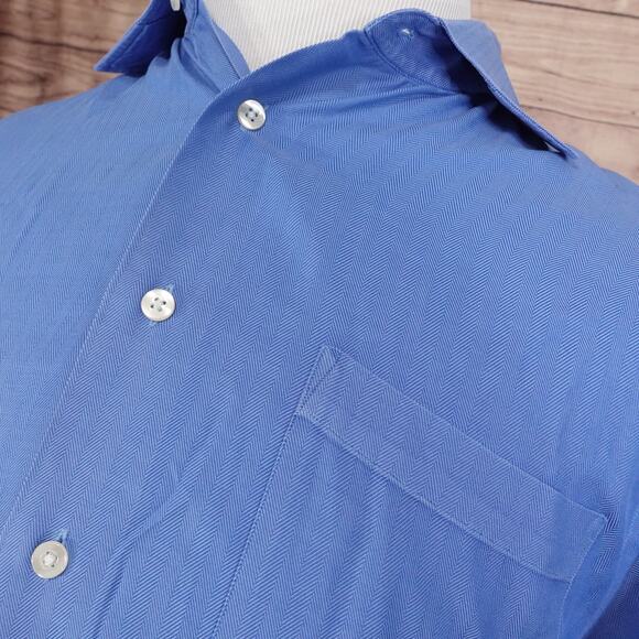 JOHN W NORDSTROM TRADITIONAL FIT BUTTON UP DRESS SHIRT 16 35 BLUE - Picture 2 of 7